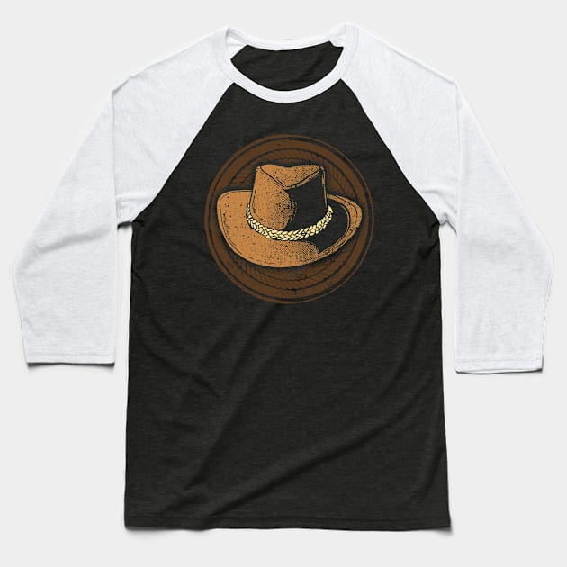 Cowboy Hat Retro Graphic Design Baseball T-Shirt by jaybeebrands